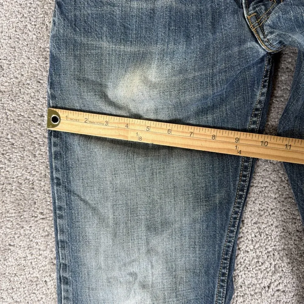 Levis 505 Jeans Mens 32x30 Faded Whiskered Denim Straight Leg Y2K Honeycomb Work